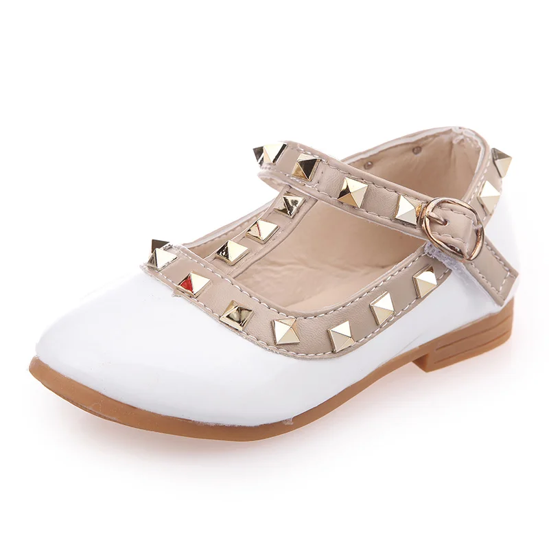 

Mudibear Spring Baby Girls Leather Shoes Kids Flats Shoes For Girls Children Princess Shoes Rivets White Casual Party Wedding