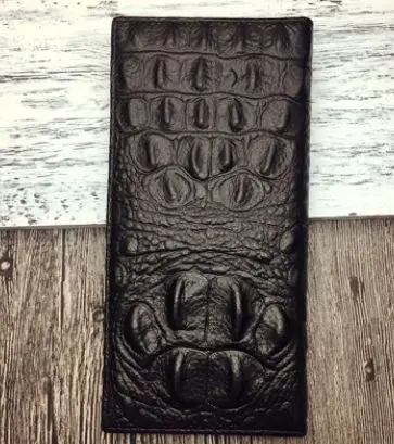 Black long wallets Винтажный Мужской Длинный кошелек из натуральной воловьей кожи, двойные женские кошельки с узором «крокодиловая кожа», сумки, ID держатель для карт, кошельки - Цвет: Black long wallets