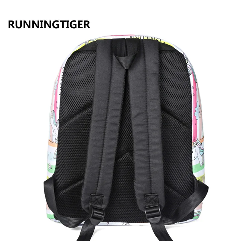 RUNNINGTIGER милый рюкзак с принтом единорога модный школьный для девочек Холщовый