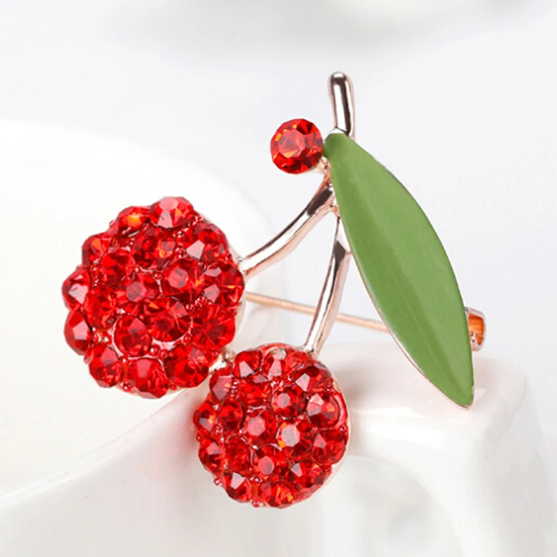 Красные хрустальные броши для женщин Детская Брошь в виде вишни корсажный букет