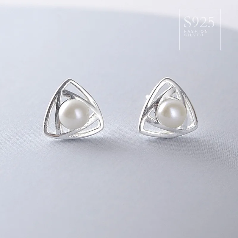 Треугольные геометрические натуральные жемчужные корейские 925 Пробы Кольца для