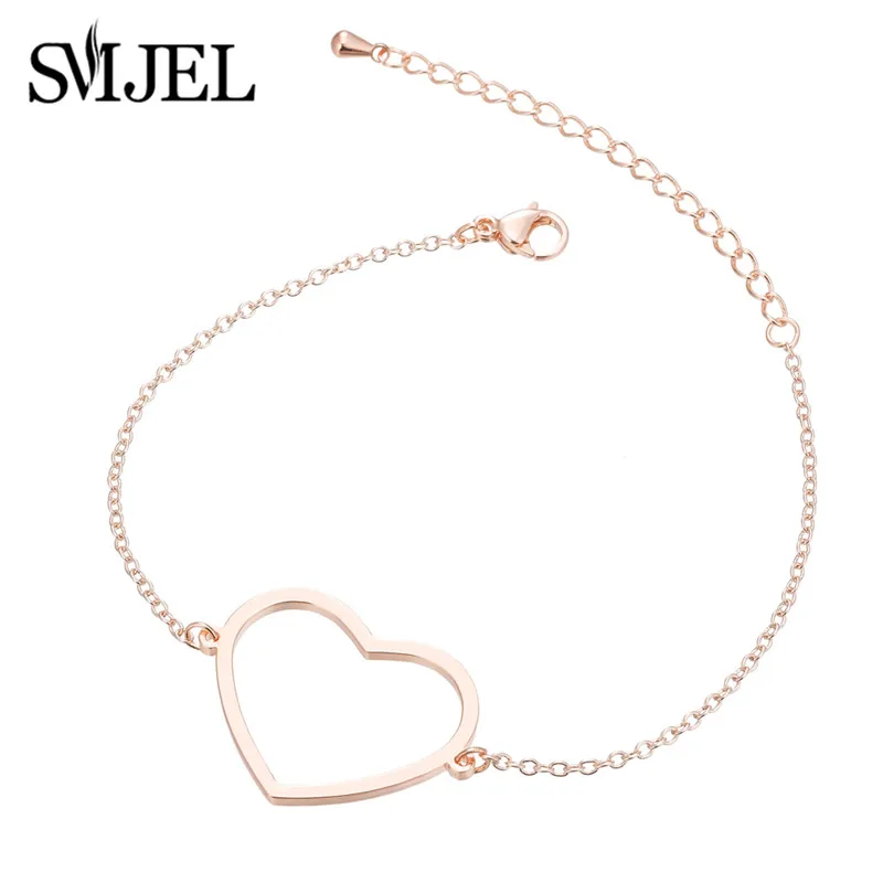SL199 SMJEL Любовь Сердце Форма браслет для женщин браслеты нержавеющая сталь пара ювелирных изделий подарок на день Святого Валентина acero inoxidable joyeria mju - Окраска металла: SL199
