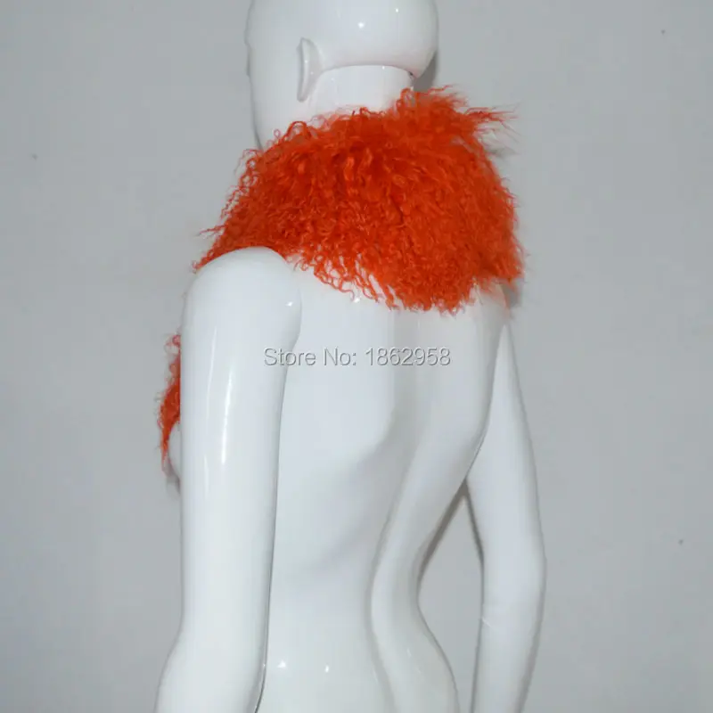 Бесплатная доставка зимний женский ошейник из овечьей шерсти оранжевого цвета