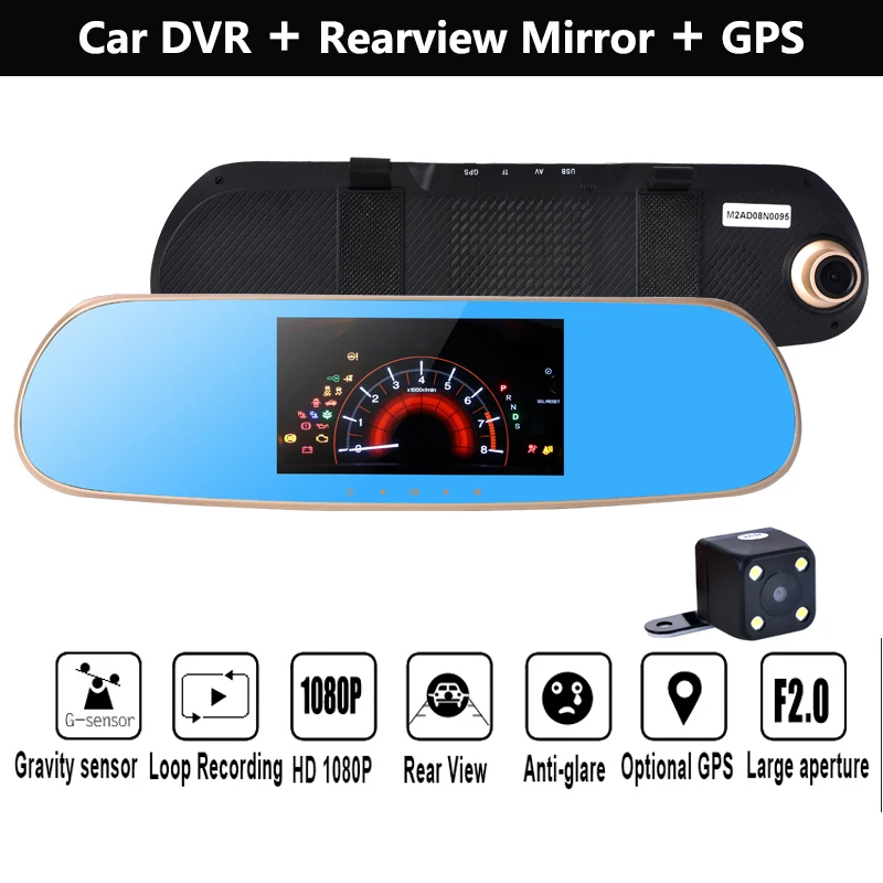 5 дюймов дюймовый HD Android GPS навигации вид сзади автомобиля DVRs Доль видеокамера FM 8