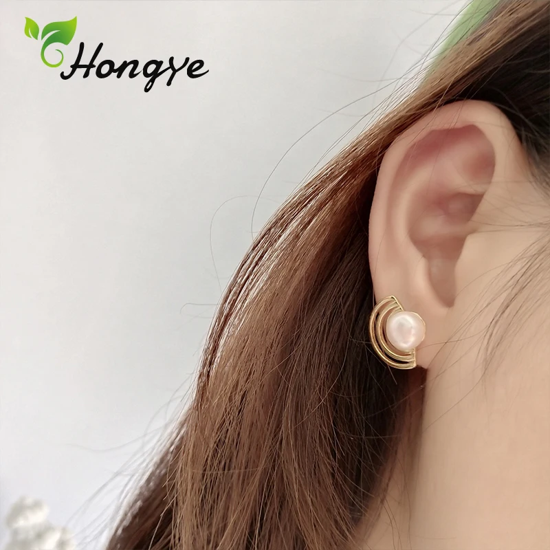 Hongye 925 пробы, серебряные серьги для женщин, полые серьги с жемчугом, серьги для ушей, милые серьги для девушек, уникальные ювелирные изделия, подарки, вечерние