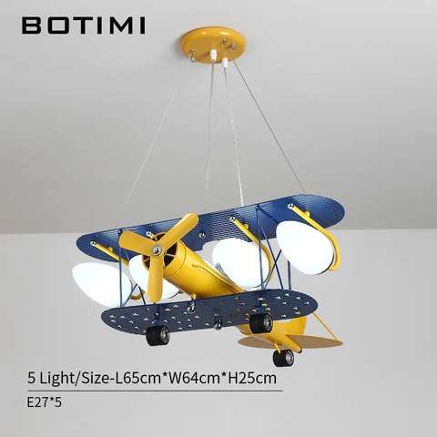 Светодиодные подвесные светильники BOTIMI с мультяшным рисунком для спальни и мальчиков, детские подвесные лампы, освещение для самолета, Детские осветительные приборы