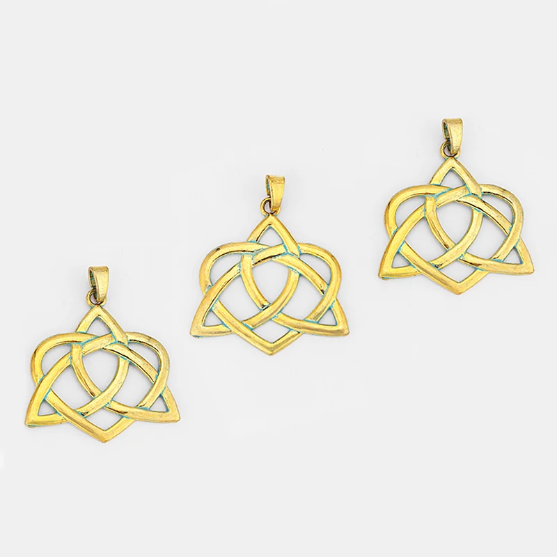 3PCS Large Vintage Gold &amp Verdigris Patina Metal Lucky Hollow Keltic Knot Charms Pendants for Necklace Findings Jewelry | Украшения и