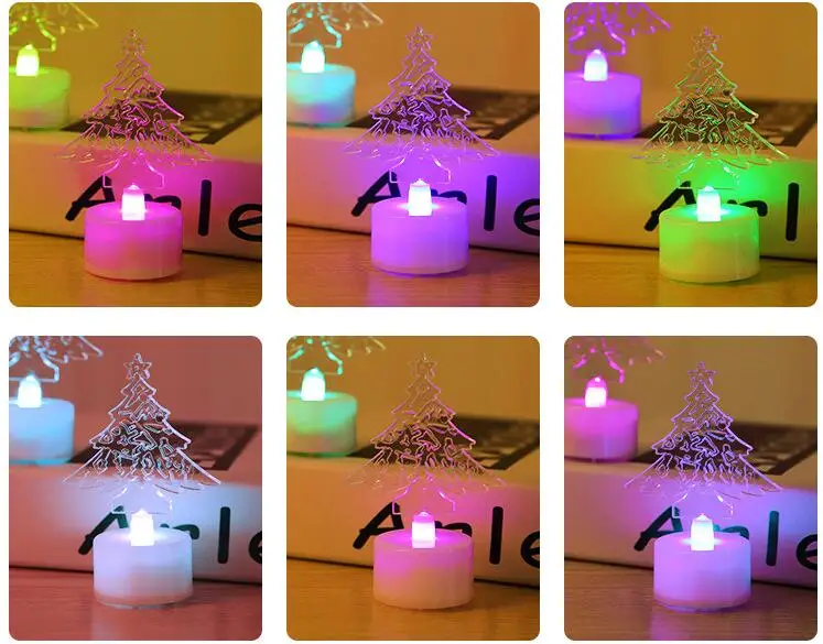 

Acrylic colorful candle lights the Christmas tree Santa Claus small night light led electronic luminous romantic gift