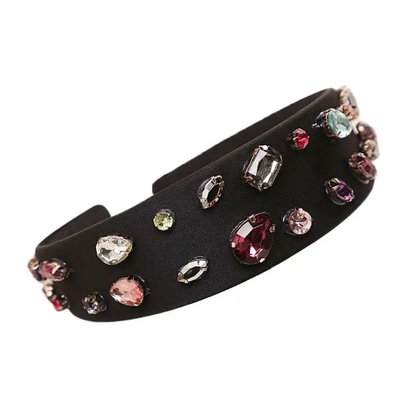 3 Women Luxury Jewelry Ethnic Wide Headband Glitter Rhinestone Imitation Pearl Decor Hai Hoop Banquet Prom Party Vintage Headpiece - Цвет: 3
