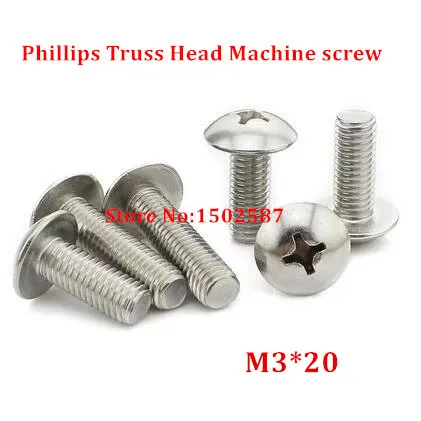 

100pcs M3*20 Phillips Truss Head Machine Screw SUS304 stainless steel TM Screws
