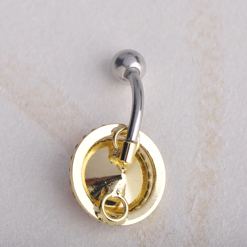 Женское кольцо для пирсинга пупка Funmor простая круглая пуговица с кристаллами