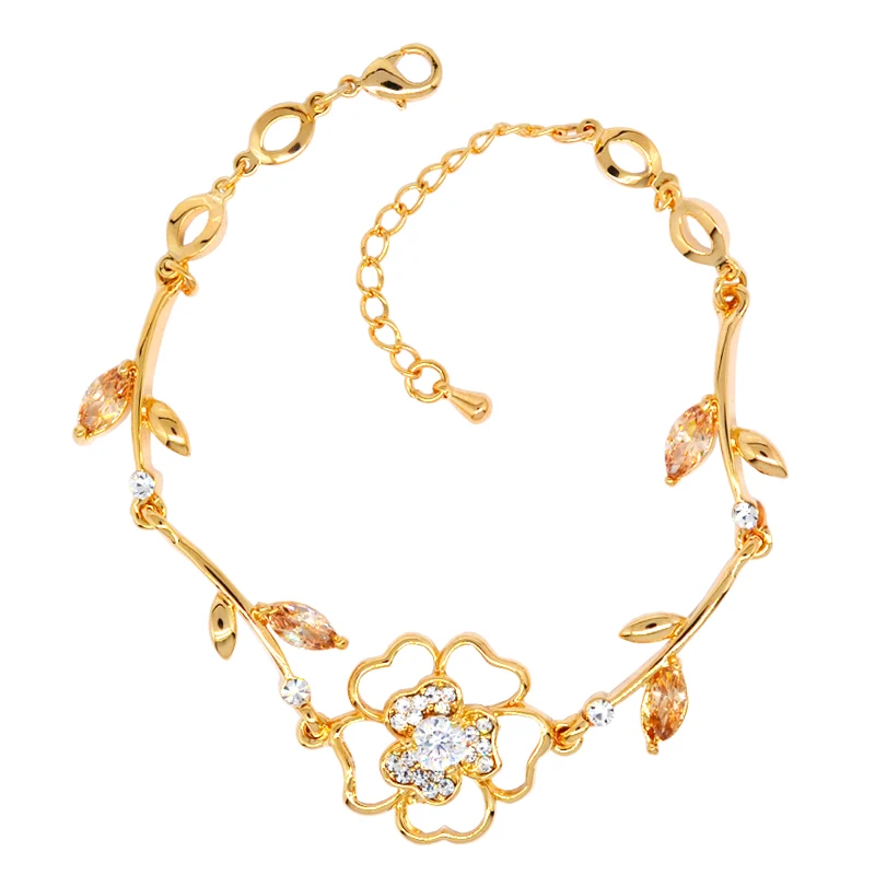 W232 AAA Цирконий Trefoil цветок женские браслеты Роскошные ювелирные изделия оптом 2017