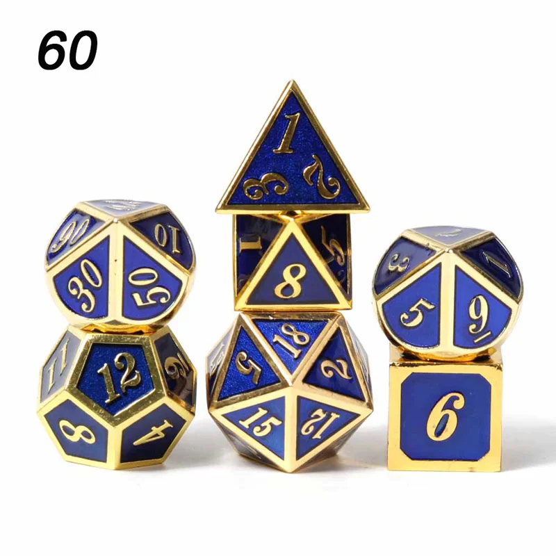 60 Chengshuo игральные кости DND Металл РГП набор многогранных подземелья Дракон d20 10 6 8 12 синий настольные игры цинковый сплав зеленый цифровой рисунок кости - Цвет: 60