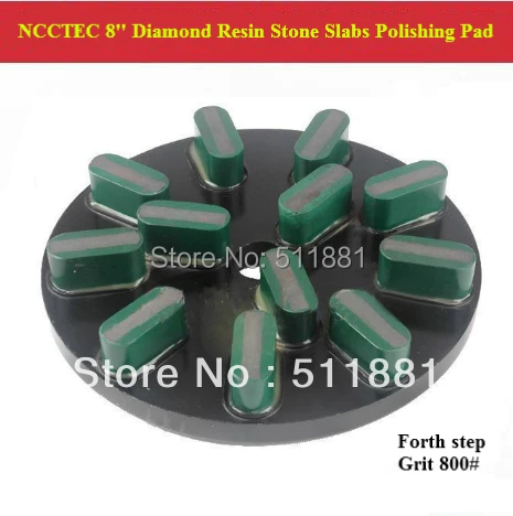 [4th step] 8'' 200mm NCCTEC good Diamond Polishing Pad for Stone Slabs | resin granite Basalt slab polishing tools | 12 segments