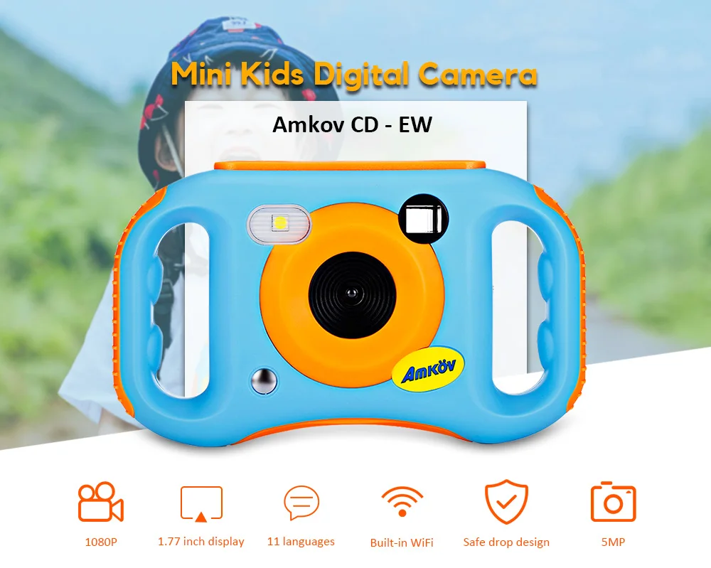 Amkov CD EW 1 77 дюймов WiFi 5MP мини цифровая камера для детей портативная подарок детские