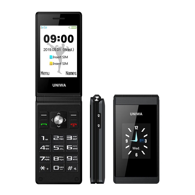 Standard UNIWA, X28 X 28, флип-телефон, мобильный телефон, двойной экран, GSM, для пожилых, две sim-карты, русская клавиатура, тесто, чем Land Rover X9 - Цвет: Standard