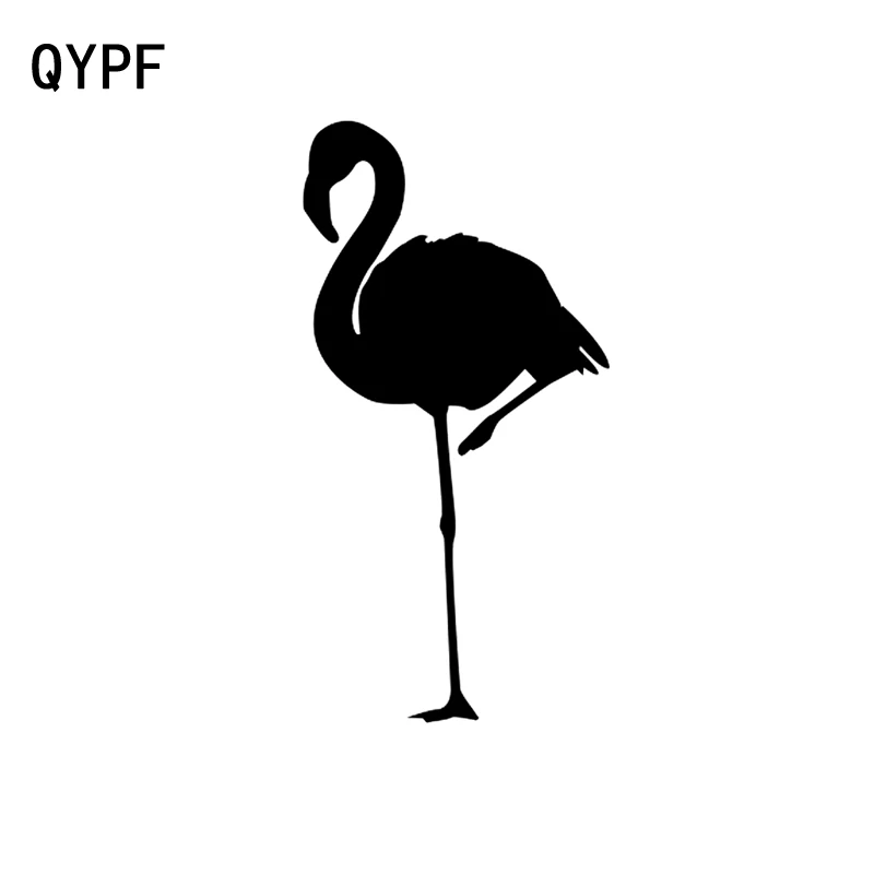 

QYPF 7.7CM*15.2CM Interesting Decal Vinyl Car Window Sticker Black/Silver Flamingo Art Decoration C15-0937