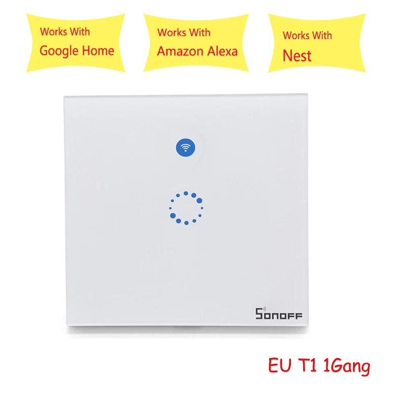 Sonoff T1 ЕС умный Wi-Fi настенный сенсорный светильник 1/2 банда сенсорный/Wifi/433 RF/APP пульт дистанционного управления умный дом работа с Google