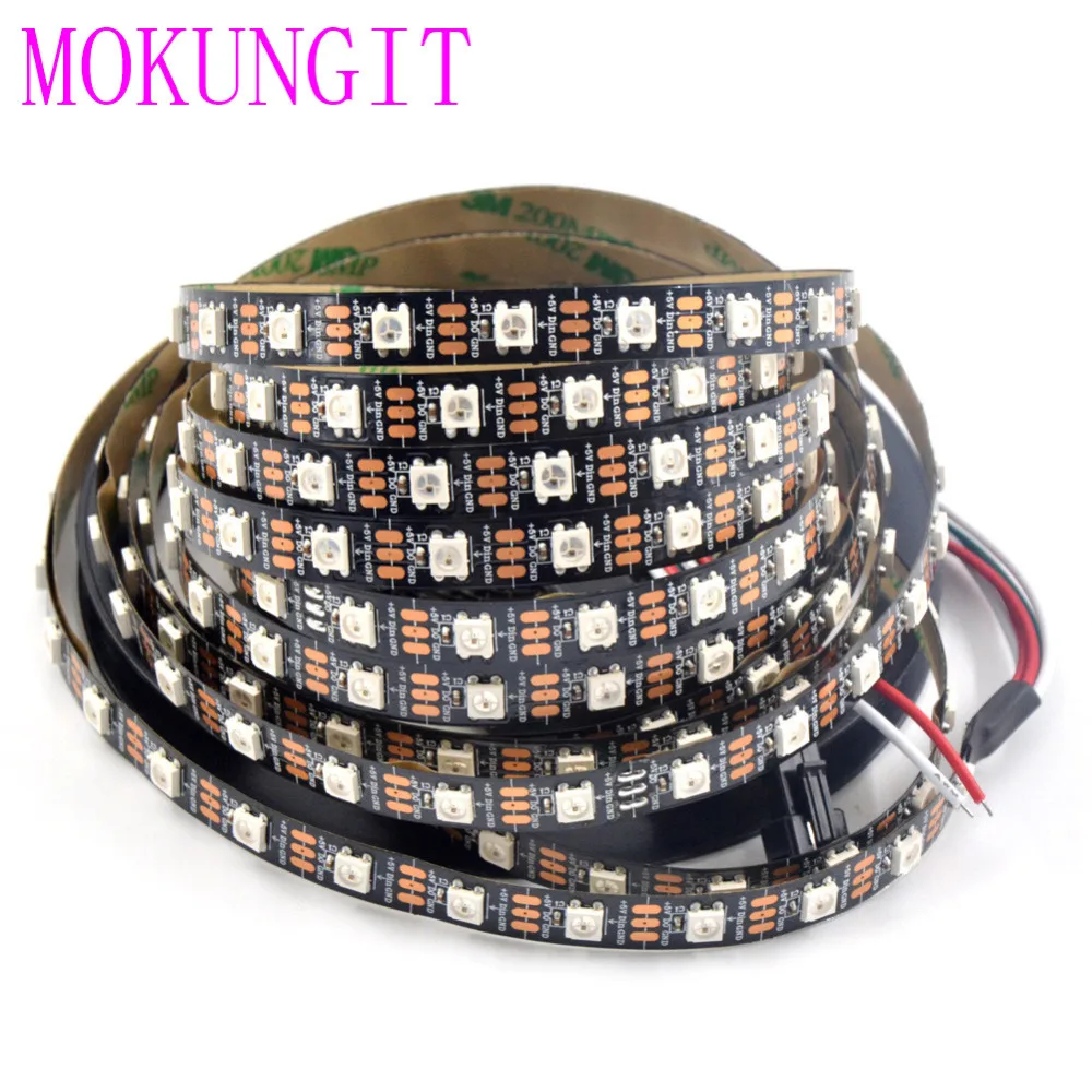 Пиксельная Светодиодная лента 100 м 20x5 DC5V SK6812 WS2812B 60 светодисветодиодный s/M Черный