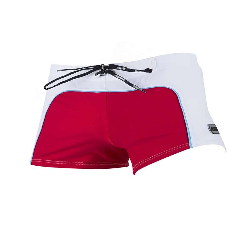 white red Мужские сексуальные пляжные шорты для занятий спортом, спортивные шорты для фитнеса, мужские боксеры, купальник, повседневное нижнее белье, Мужской купальный костюм - Цвет: white red