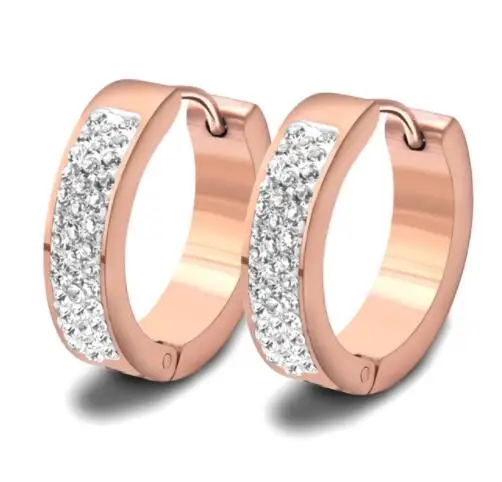 Rose gold Горячая Распродажа ширина 5 мм Модные хорошие Кристальные серьги из нержавеющей стали для девочек - Окраска металла: Rose gold