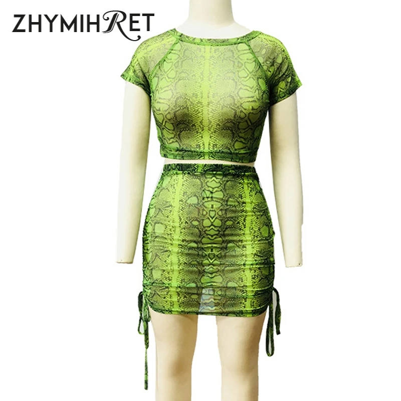 ZHYMIHRET комплект из двух предметов с неоновым змеиным принтом женское летнее