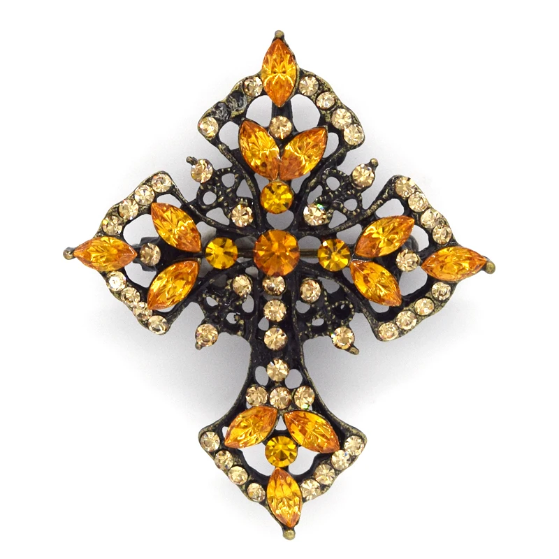 Бронзовая брошь в античном стиле с крестом виде маркиза разы подвеска C325 G4|brooch