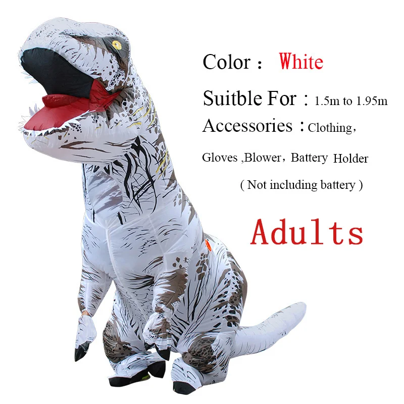 Ault White T-REX надувной костюм-талисман для детей, взрослых, аниме, косплей, динозавр, животное, комбинезон, подарок на день рождения для пати, косплей, Disfraz - Цвет: Ault White