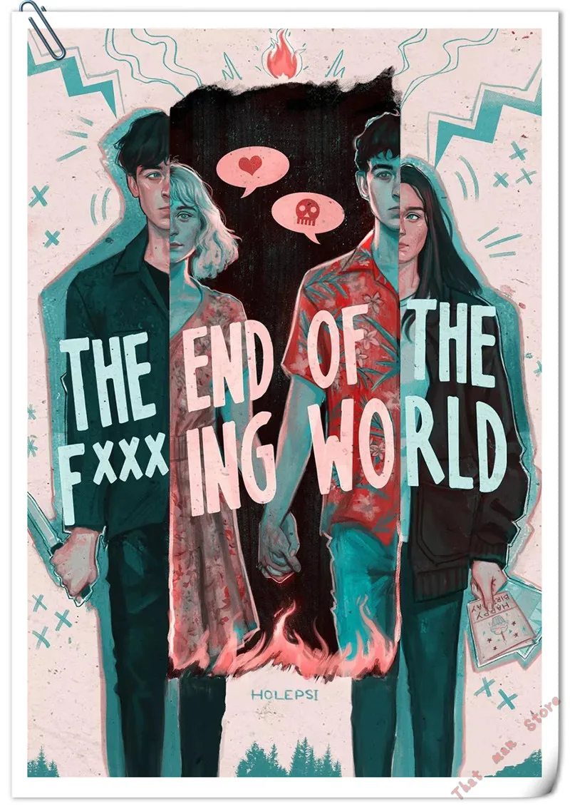 The End of the F* ing World Плакат, четкое изображение, наклейки на стену, украшение дома, высокое качество, печать, белая бумага с покрытием, домашнее искусство - Цвет: Цвет: желтый