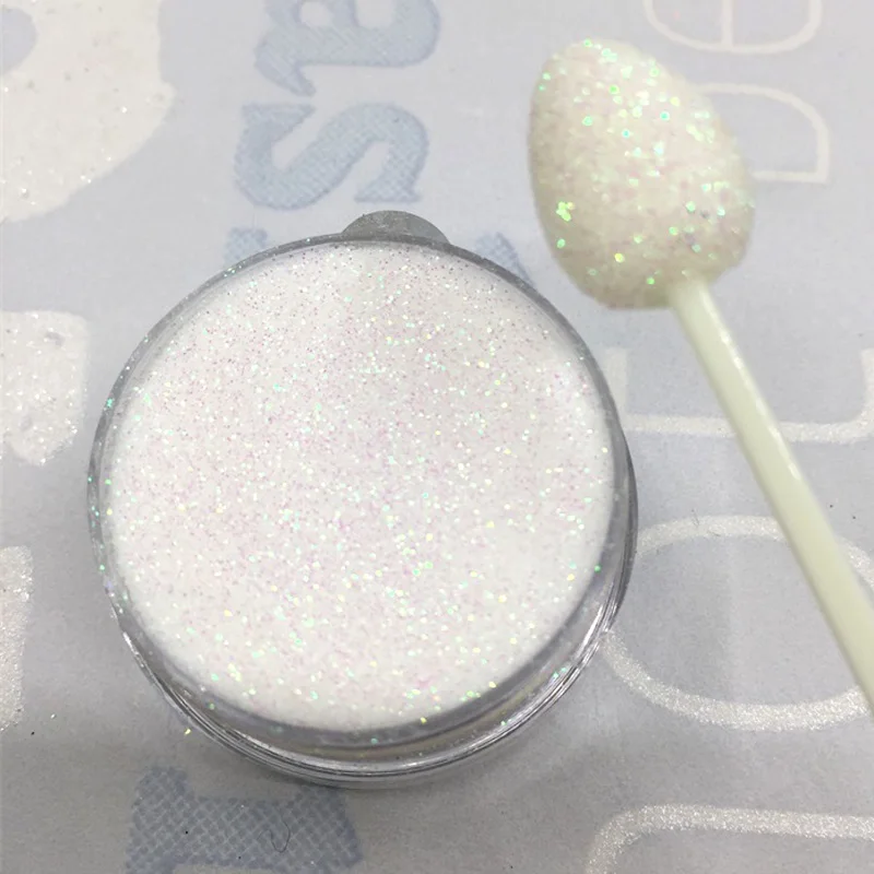 Белый переливающийся цветной прозрачный Радужный Блеск для ногтей порошок