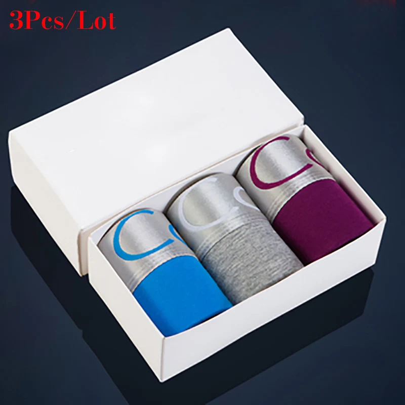 3Pcs-D Новые хлопковые шорты, мужское дышащее нижнее белье, мягкие боксеры, мужские однотонные боксеры, шорты размера плюс, мужские боксеры, нижнее белье, трусы - Цвет: 3Pcs-D