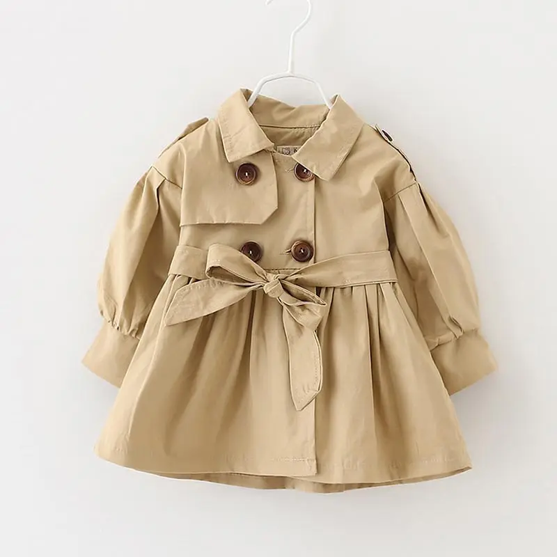 khaki Плащ для девочек, весна, детская одежда, детский Блейзер, куртки, одежда для маленьких девочек, модная верхняя одежда для малышей - Цвет: khaki