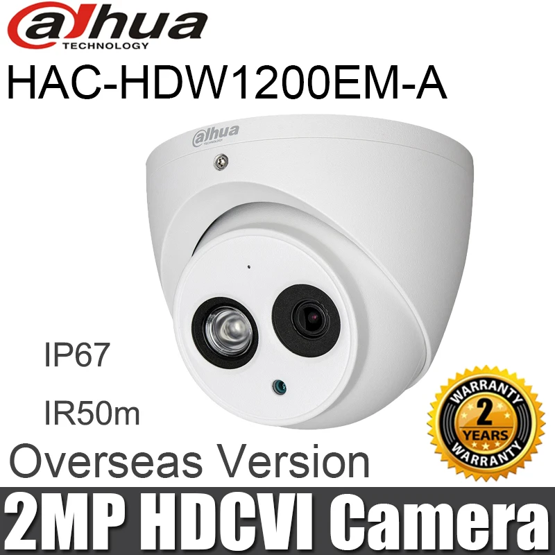 Оригинальная HAC-HDW1200EM-A купольная камера 2MP HDCVI IR Eyeball со встроенным микрофоном IP67 Smart IR hac-hdw1200em-a 1080P CVI камера