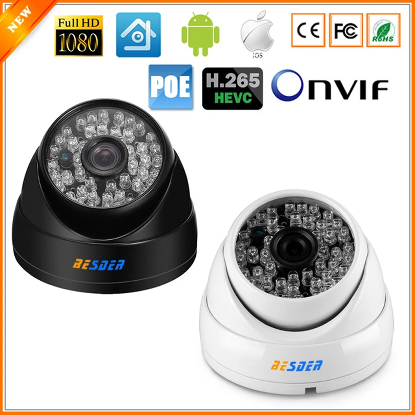 IEE802.3af 48 В PoE IP Камера H.265 HI3516E Full HD 1080p 2MP антивандальный Водонепроницаемый купол 1080
