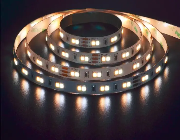 2835 CCT Светодиодные ленты DC24V Регулируемый 120LED/m ультратонкое естественное