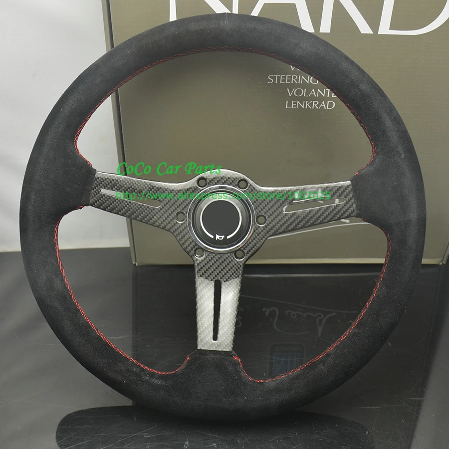 Рулевое колесо из замши и кожи для гоночного автомобиля 14 дюймов карбоновое