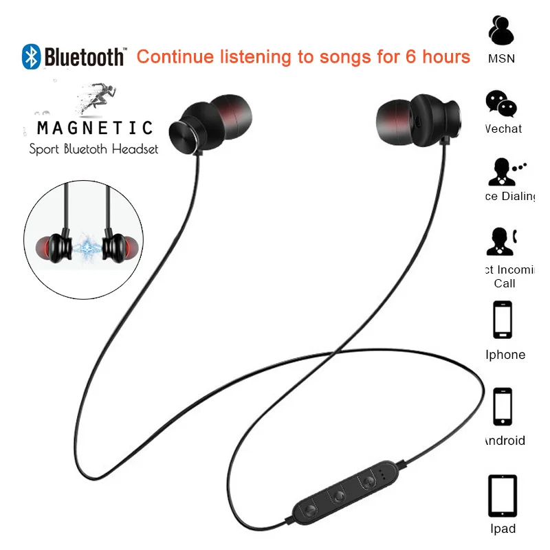 Магнитное притяжение Bluetooth наушники гарнитура водонепроницаемые спортивные 4 1 с