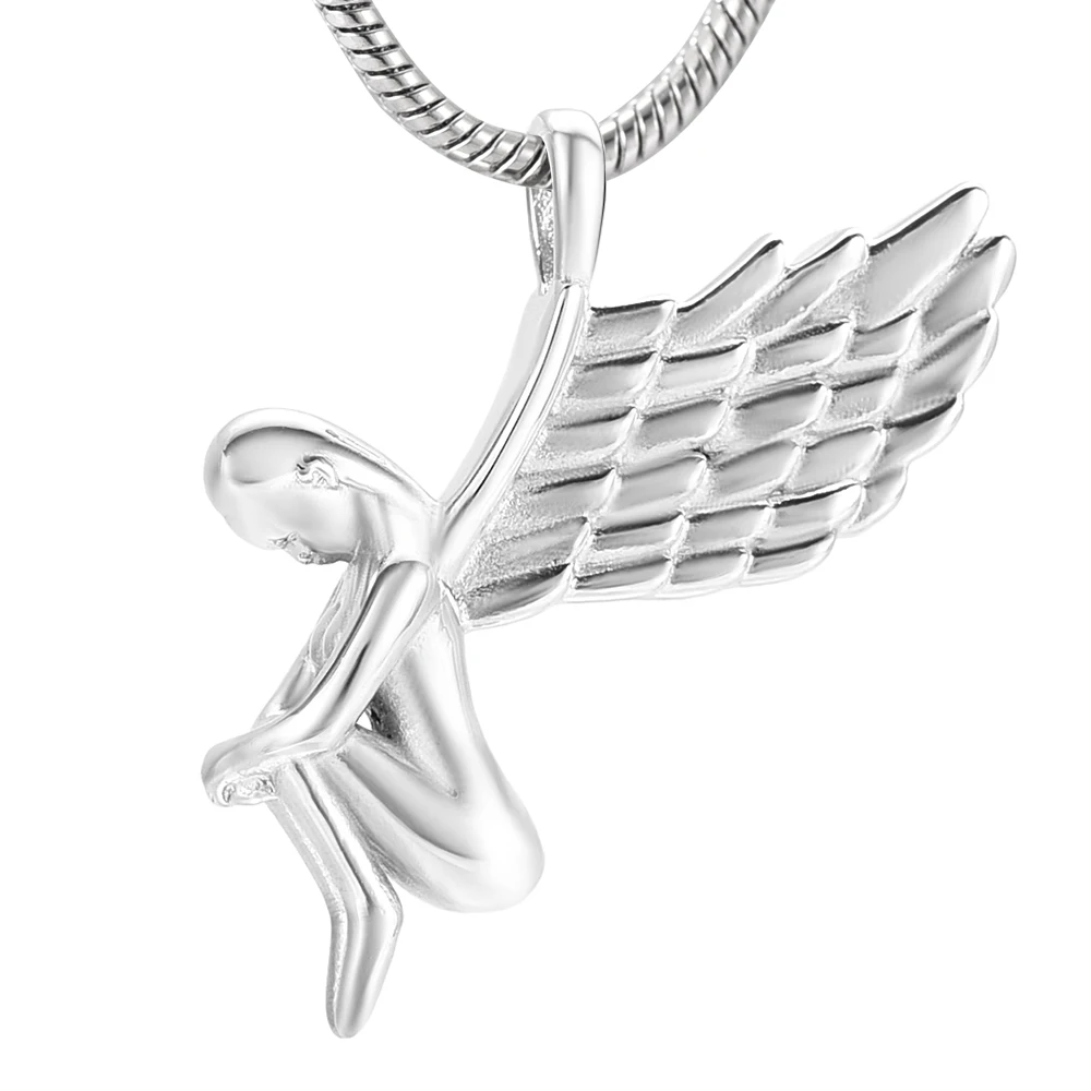 

JJ10073 Angel Cremation Jewelry Hold Ashes Of Loved Ones Stainless Steel Keepsake Memorial Urn Necklace For Women