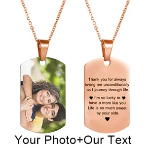 Rose Gold Tag День матери, круглое ожерелье в форме сердца, именная табличка на заказ, фото, Золотая цепочка, ожерелье для женщин и мужчин, Индивидуальные ювелирные изделия - Окраска металла: Rose Gold Tag