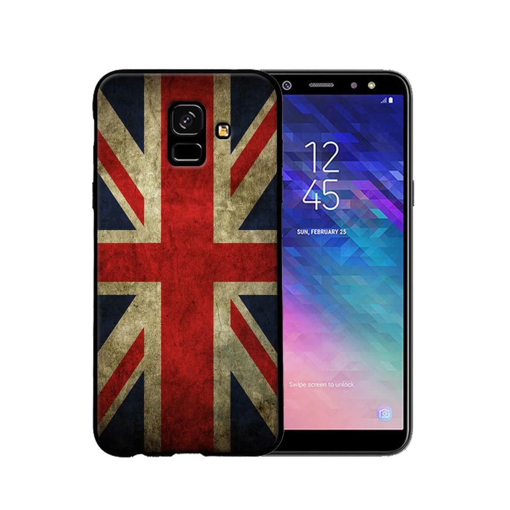 Чехол для Samsung Galaxy A6 Россия США Америка черный мягкий силиконовый чехол A6Plus Чехлы