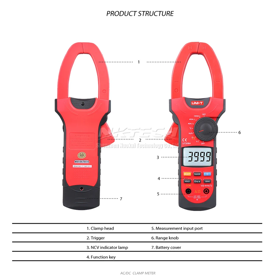 UNI-T Цифровые токоизмерительные клещи UT207 UT207A UT208 UT208A UT209 UT209A Авто Диапазон AC DC Вольт тока 1000V 1000A Амперметр частота Ом
