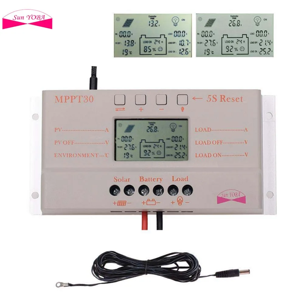 2015 30A MPPT LCD Солнечный Контроллер заряда 12 В/24 В 380 Вт/760 Вт Солнечная Панель
