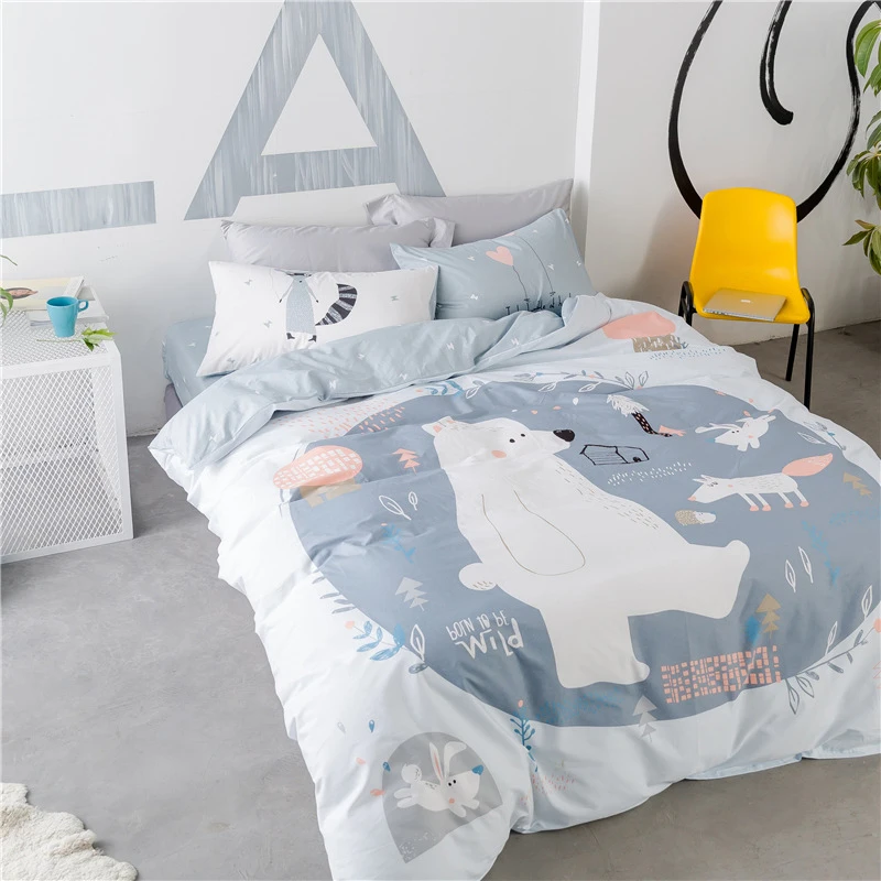 Комплект постельного белья с принтом Лиса или Медведь 100% хлопок|duvet bed set|cover duvetbed