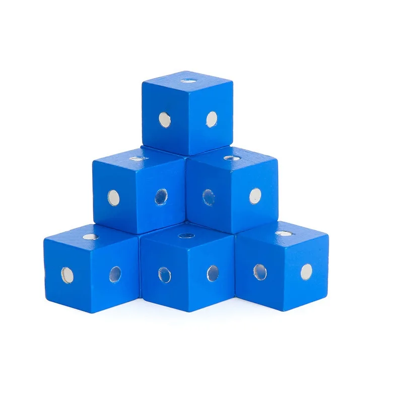 10pcs blue color Детские развивающие игрушки Монтессори Обучающие игрушки Магнитный деревянный кубик улучшенные строительные блоки 10 шт набор 6 цветов доступны размер 2 см - Цвет: 10pcs blue color