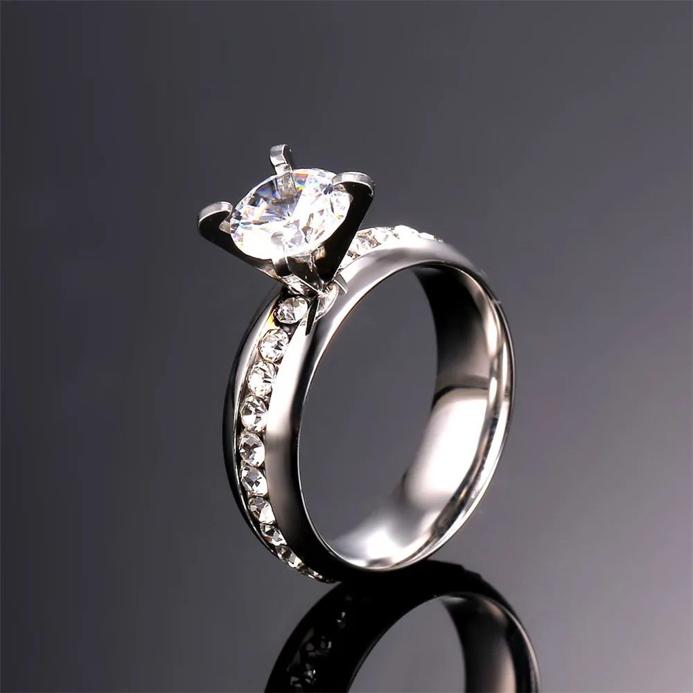 Классическое Обручальное кольцо Kpop для женщин с большим кристаллом разы