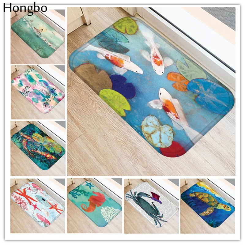 Hongbo новые Противоскользящие коврики морские живые с принтом напольные кухонные