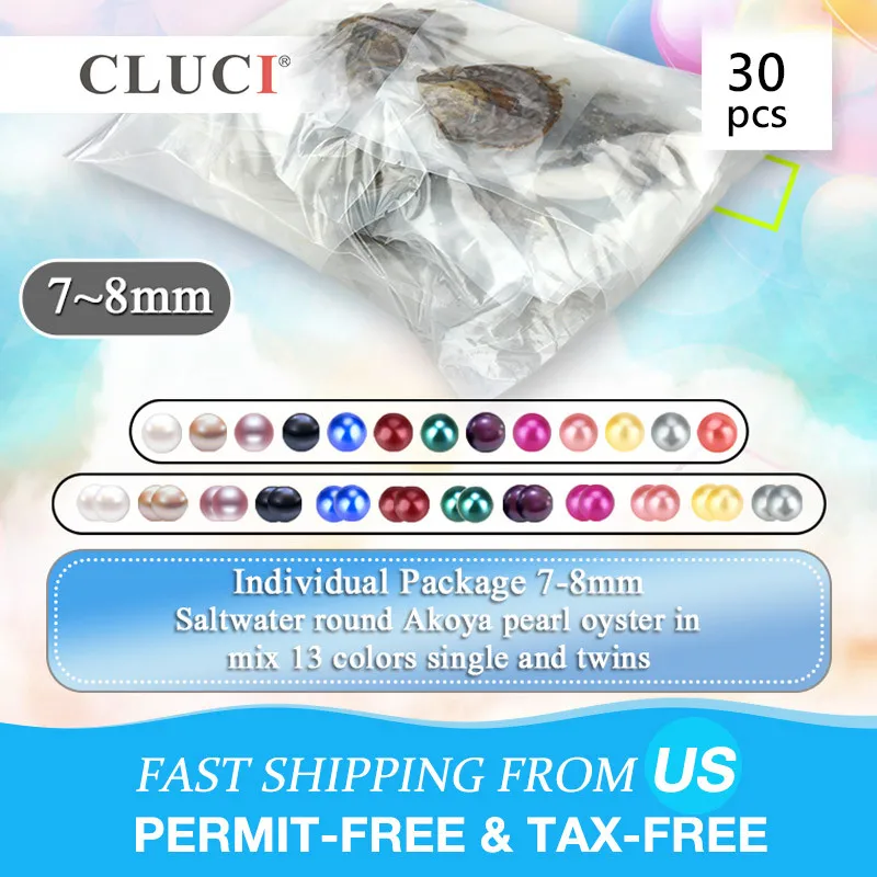 CLUCI 30 шт 7-8 ММ Akoya устрицы с жемчугом микс 13 цветов одиночные и близнецы жемчуг устрицы удивительные вечерние жемчужный Akoya
