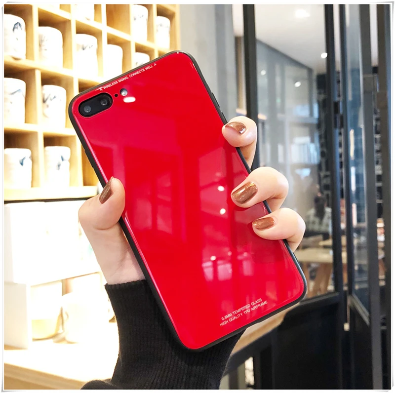 Чехол из закаленного стекла для iPhone 6 6S 7 8 Plus роскошная жесткая задняя крышка