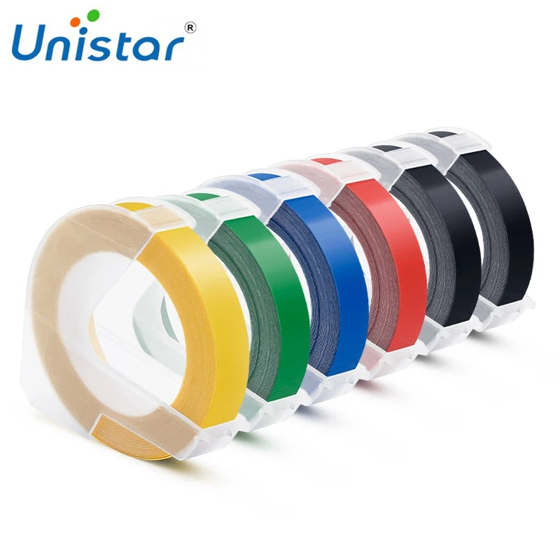 Unistar 6 рулонов совместимых с DYMO тиснение пластиковая лента 3D ленты 9 мм x 3 м