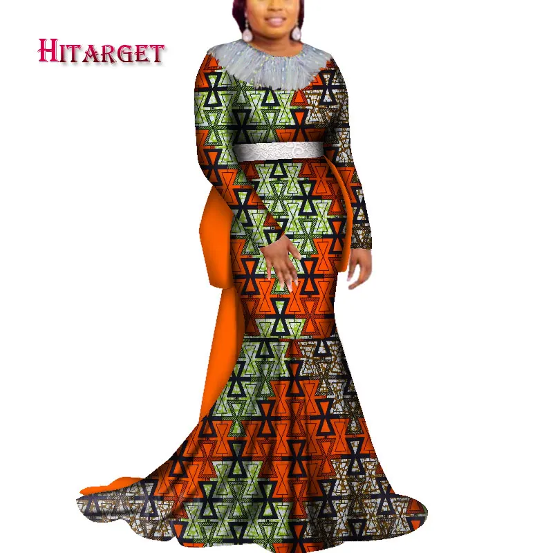 

Hitarget african clothes for women dashiki Casual african print dresses with tassel for party/wedding africa bazin fabric WY4023